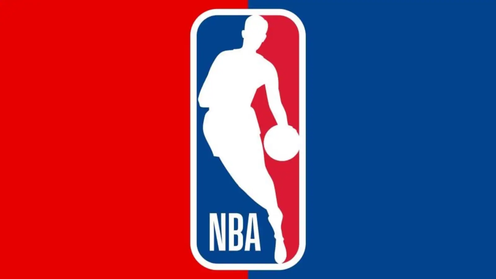 미국 프로 농구 협회 NBA의 공식 로고, 농구를 하는 실루엣과 빨강·파랑 색상의 배경